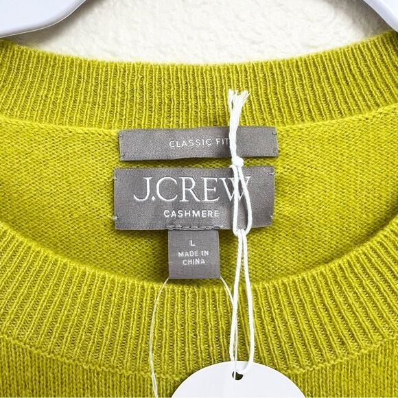 J. Crew Cashmere Classic-Fit Crewneck Sweater in Burnished Chartreuse Size Large - Picture 6 of 11